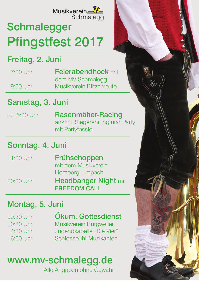 Plakat Schmalegger Pfingstfest 2017