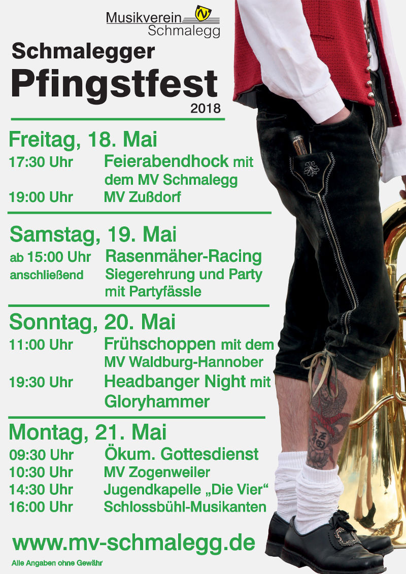 Plakat Schmalegger Pfingstfest 2018