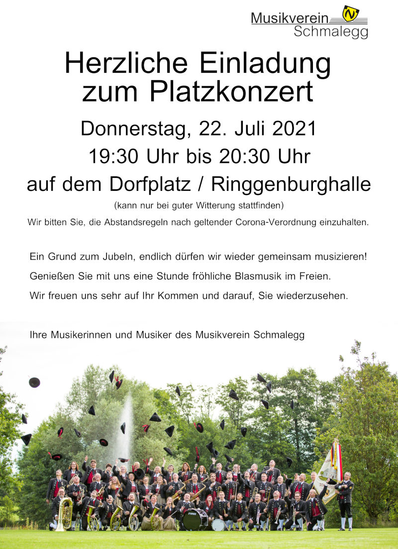 Plakat Einladung zum Platzkonzert 2021